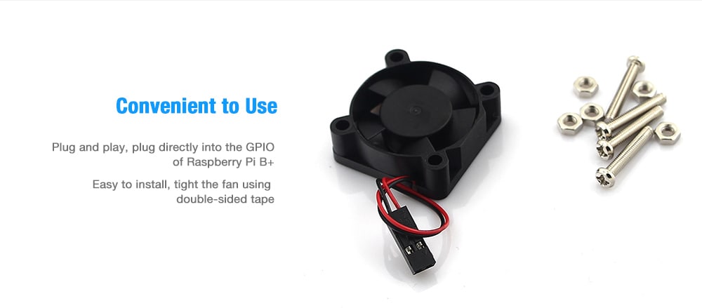 Full Function DC 5V Cooling Fan for Raspberry Pi B+ Aluminum Alloy Case- Black