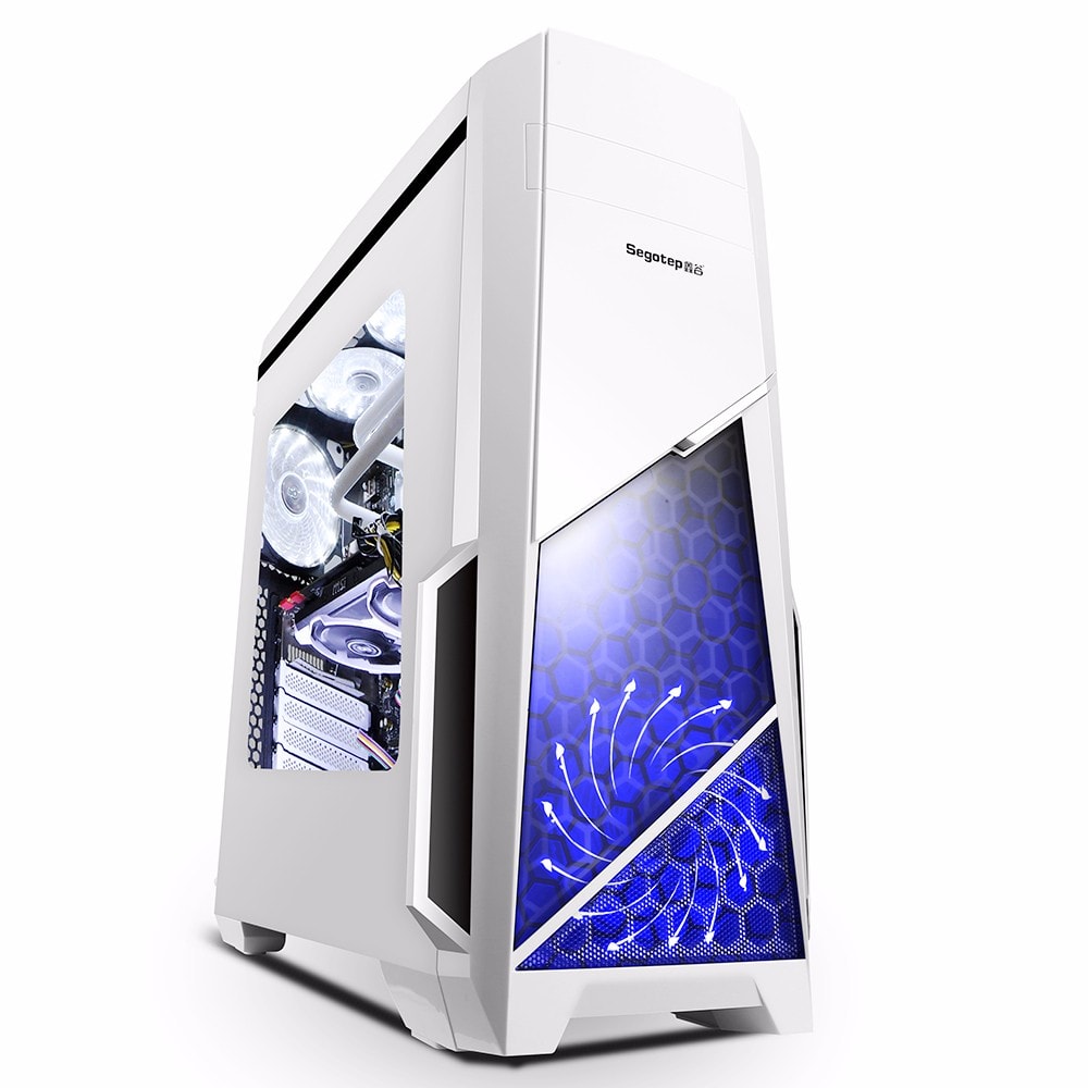 Segotep Spring Mid Tower Gaming Computer Case PC Box- White