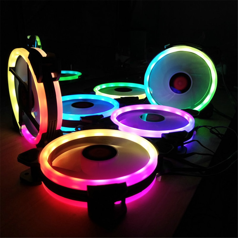 Wireless RGB LED Light 12cm Computer PC Case Cooling Fan CPU Cooler- Black