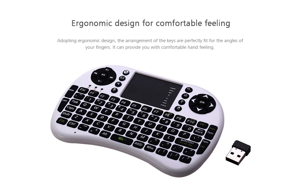 UKB - 500 - RF 2.4GHz Wireless QWERTY English Keyboard Professional Typing Device- Black English