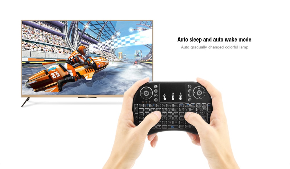 Viboton i8 Mini Backlight Wireless Keyboard Portable Touchpad Mouse- Black