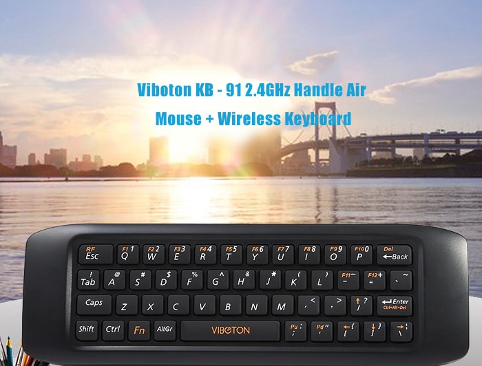 Viboton KB - 91 2.4GHz Handle Air Mouse + Wireless Keyboard for Home Entertainment- Black