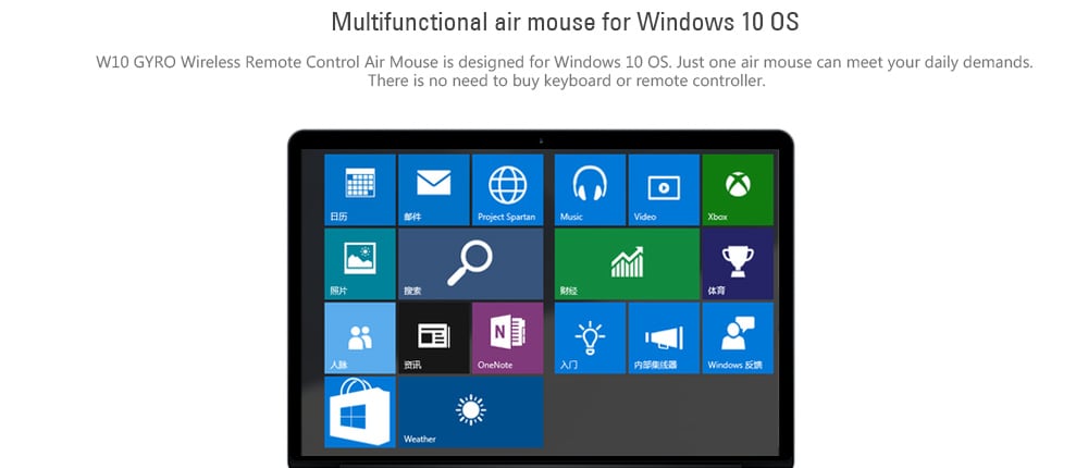 W10 GYRO 2.4GHz Wireless Remote Control Air Mouse Keyboard with Backlight- Black