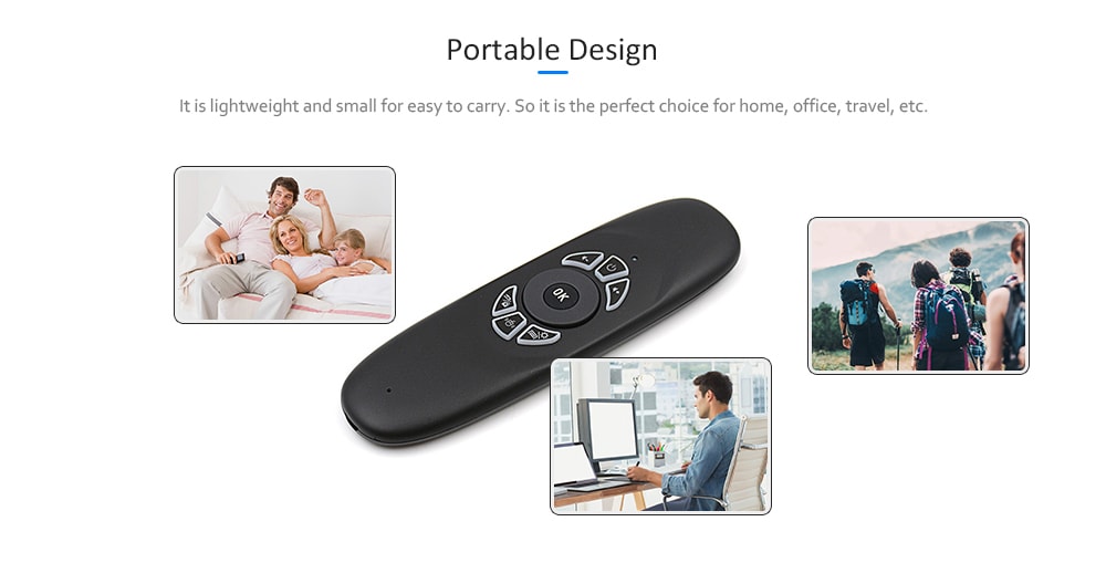 TK668S Portable 2.4GHz Wireless Remote Control Air Mouse Mini Keyboard with Backlight- Black