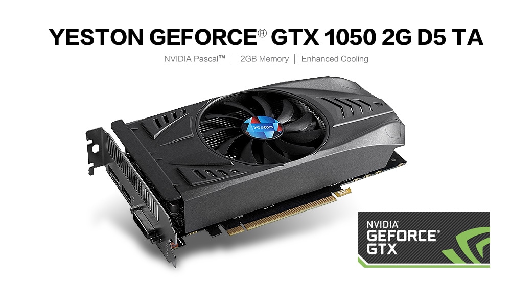 Yeston NVIDIA GTX 1050 2GB GDDR5 128bit Desktop Graphics Card HDMI DVI DP 640SP- Black