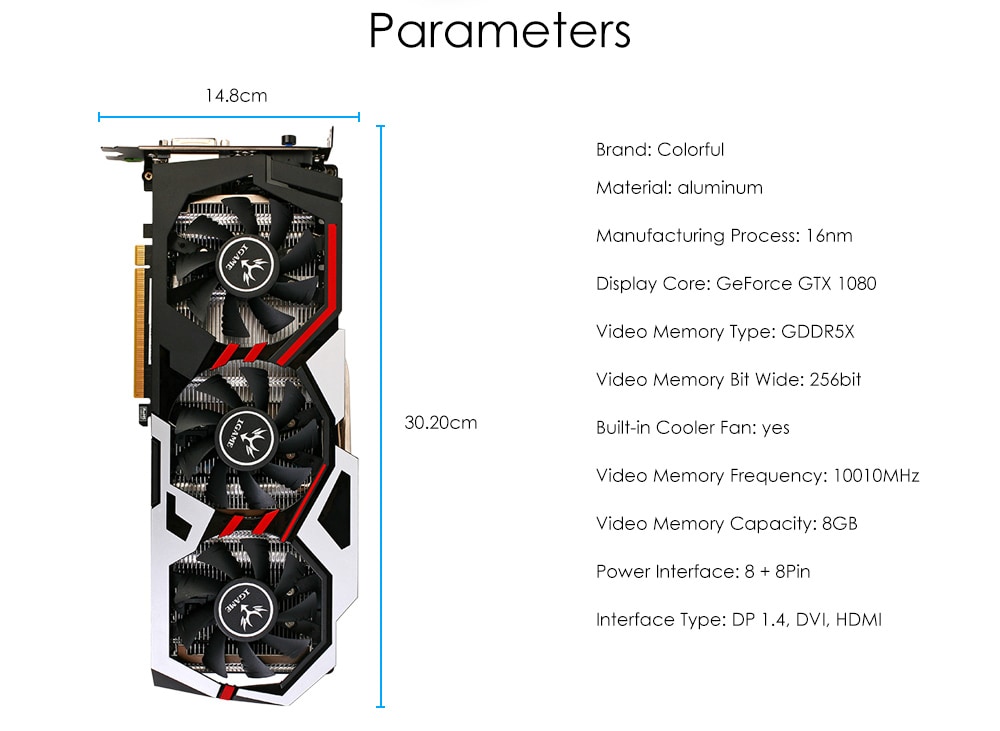 Original GeForce iGame GTX 1080 UT V2 Top Colorful Graphics Card 256bit GDDR5X Computer Hardware with Cooler Fan- Colormix