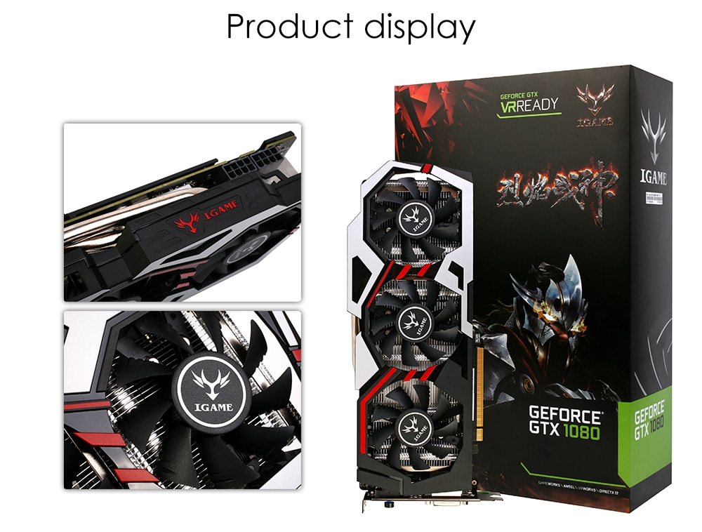 Original GeForce iGame GTX 1080 UT V2 Top Colorful Graphics Card 256bit GDDR5X Computer Hardware with Cooler Fan- Colormix