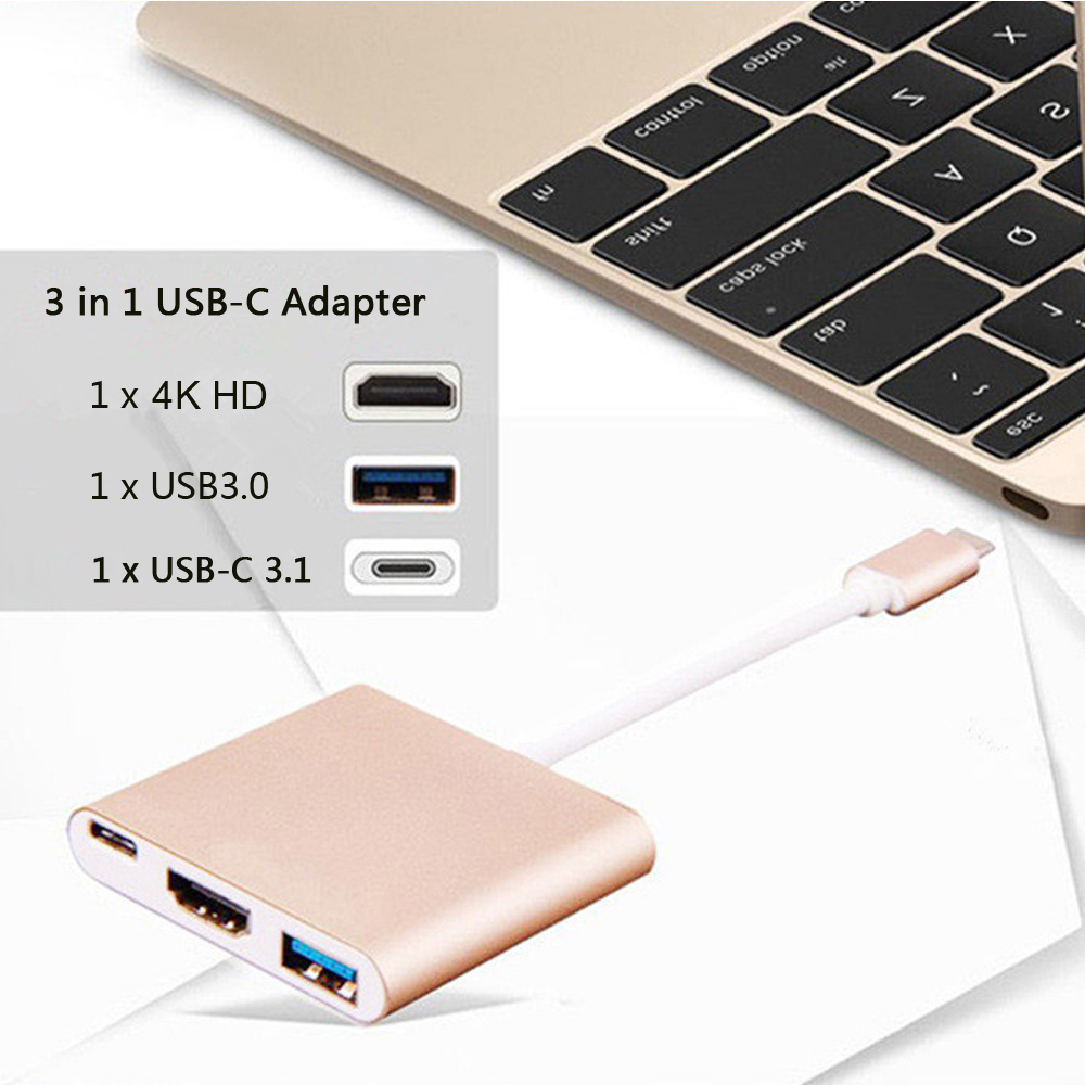 USB Type C to HD 4K Adapter USB C Multiport HD Adapter for MacBook- Silver