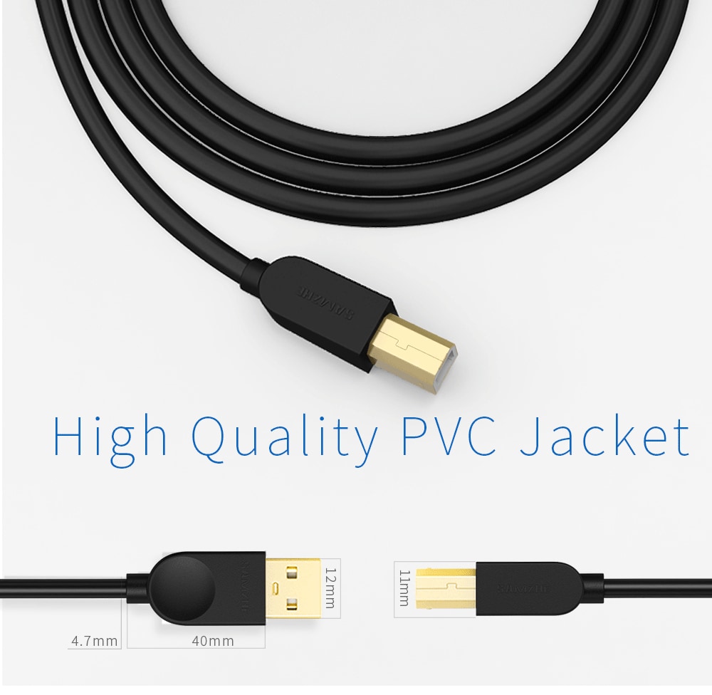 USB Printer Cable Type B Male to A Male- Jet Black 1M