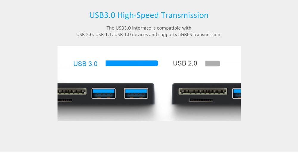 Rocketek Universal USB 3.0 TF SD Memory Card Reader- Black