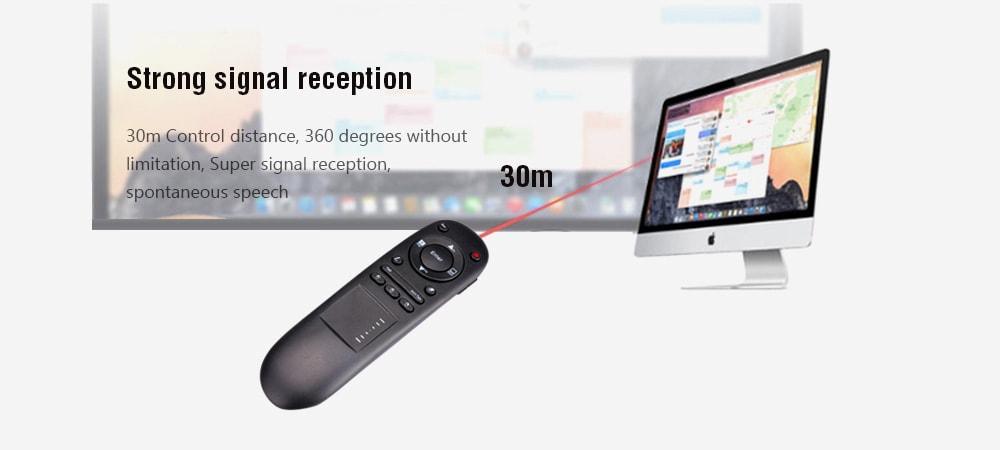 TK704 Multimedia USB Wireless PPT Presenter with Laser Pointer Remote Control Flip Pen- Black