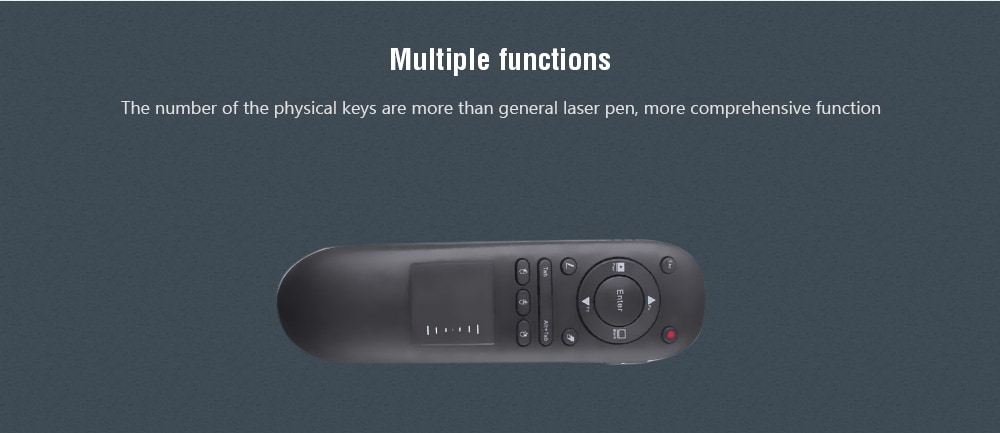 TK704 Multimedia USB Wireless PPT Presenter with Laser Pointer Remote Control Flip Pen- Black