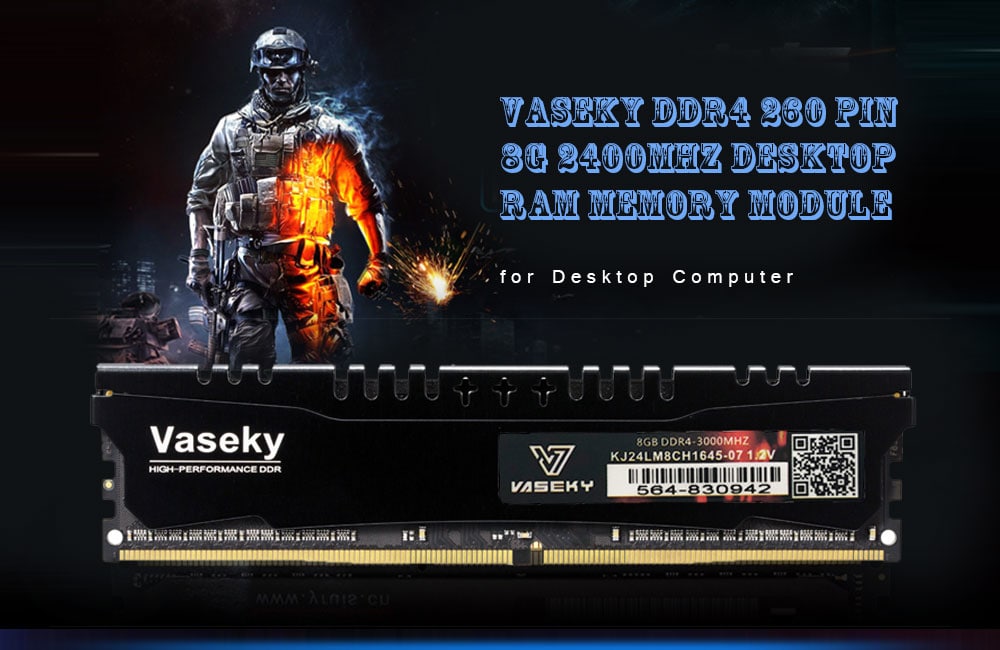 VASEKY DDR4 260 Pin 8G 2133MHz Desktop RAM Memory Module- Black 2133MHZ