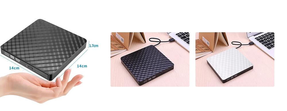 USB3.0 External CD / DVD Optical Drive for Laptop Desktop- Black