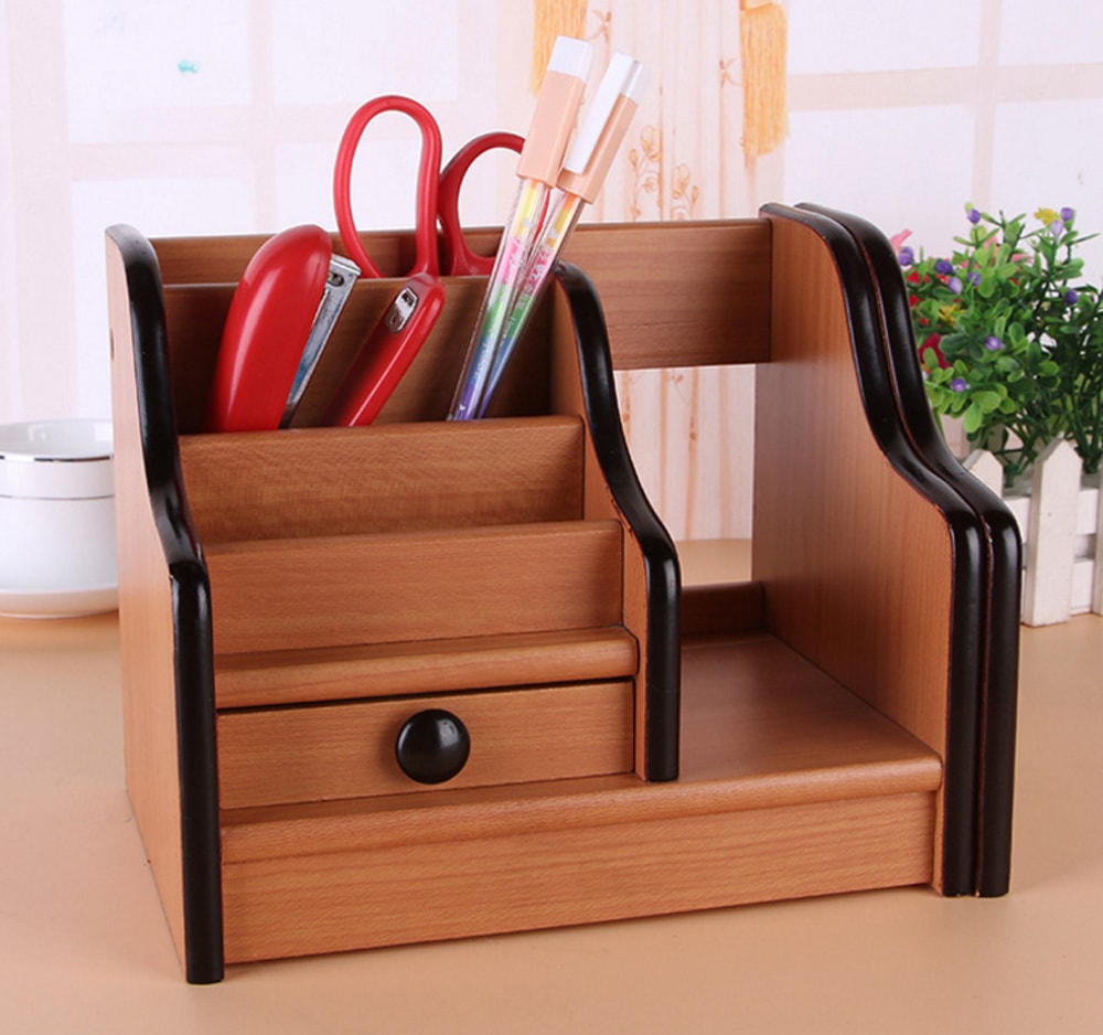 Wood Storage Box Multifunctional Decoration- Deep Brown