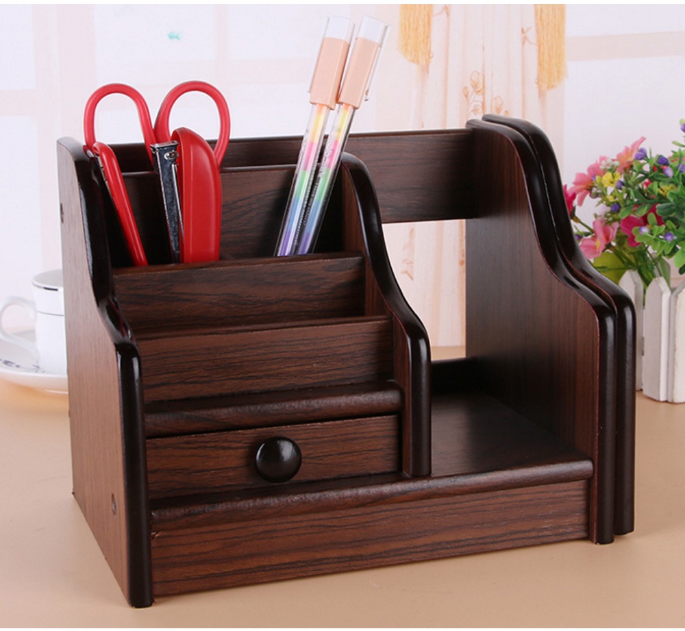 Wood Storage Box Multifunctional Decoration- Deep Brown