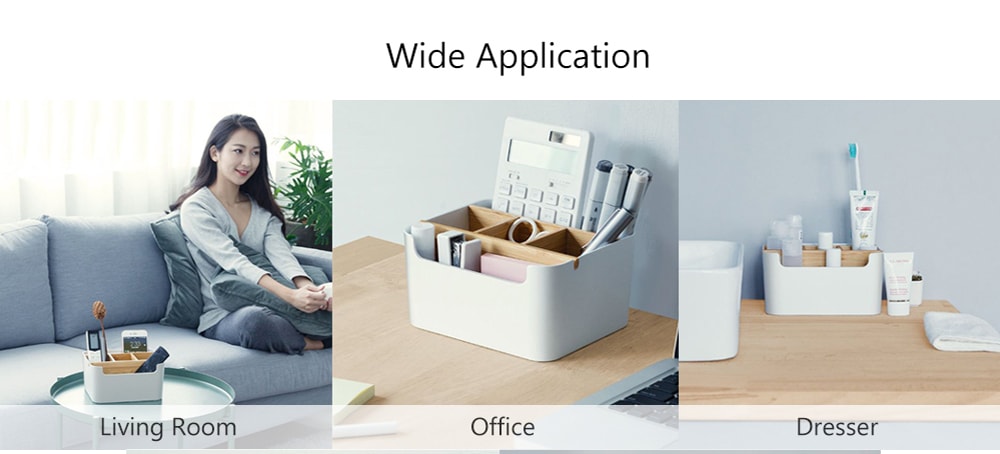 Bamboo Fiber Partition Large Capacity Storage Box from Xiaomi youpin- White