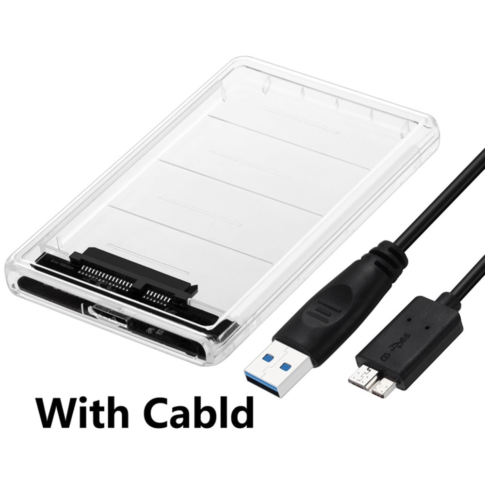 Free-installation Transparent SSD Hard Drive Box 2.5 inch SATA Interface USB 3.0- Transparent