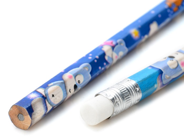 Pencil Eraser Ruler Ball Point Pen Stationery Set- Blue