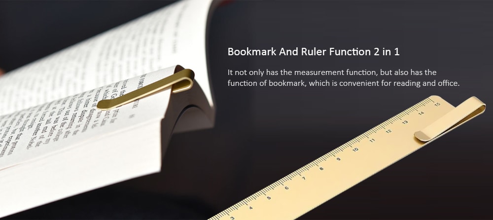 RUMA Metal Bookmark Ruler Multi-Function Metal Scale from Xiaomi youpin- Champagne Gold