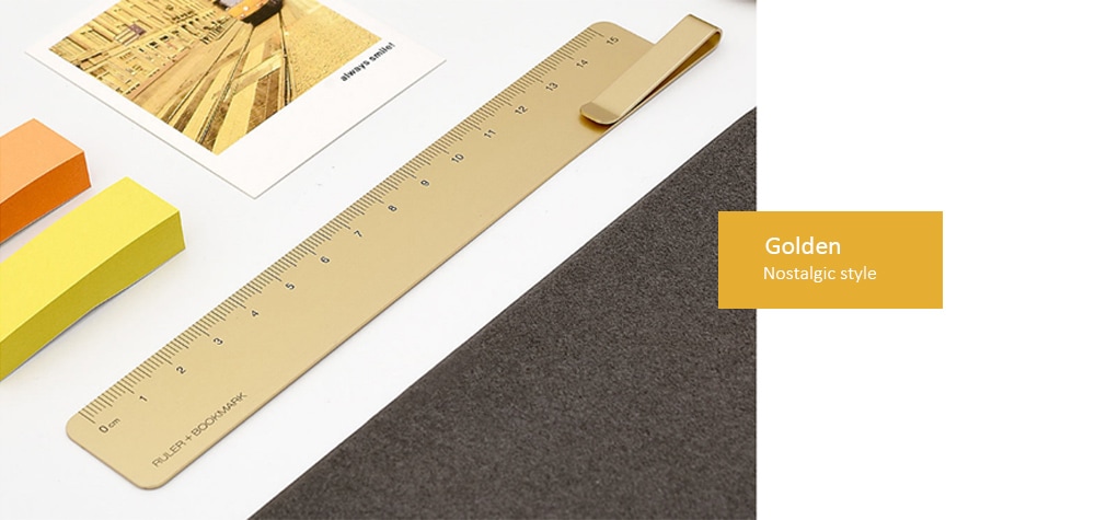 RUMA Metal Bookmark Ruler Multi-Function Metal Scale from Xiaomi youpin- Champagne Gold