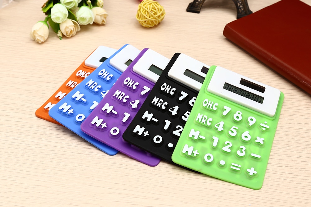 RJSQ5 Silicone Solar Calculator 1PC Portable Soft Keyboard Calculator- Colormix 1Pc