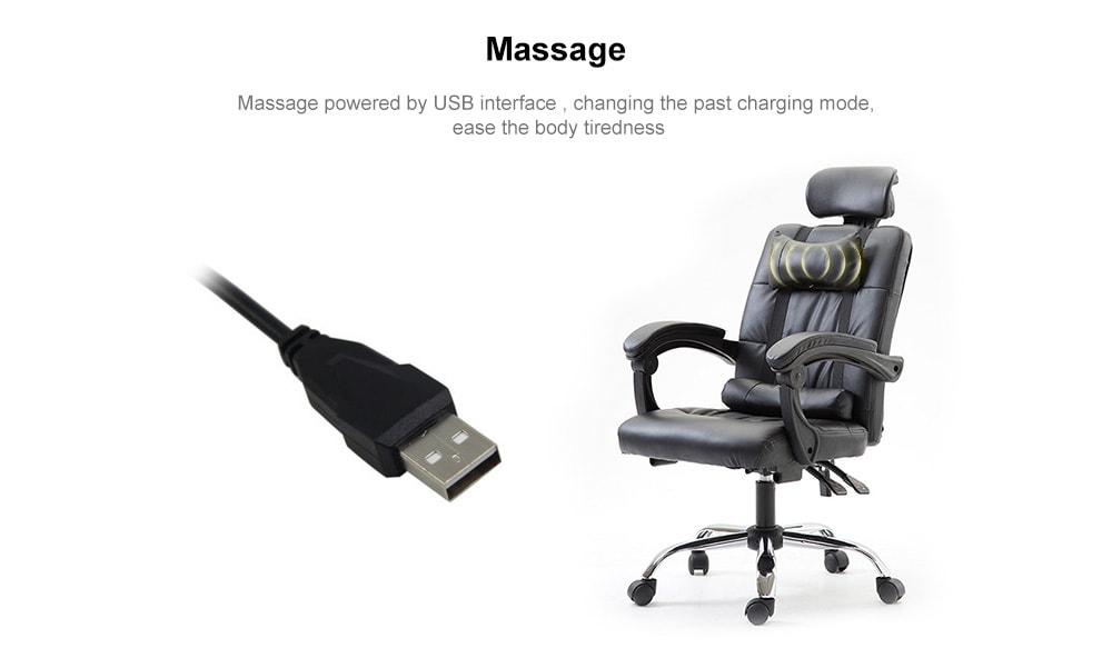 PU Office Gaming Massage Chair Ergonomic Computer Chair- White