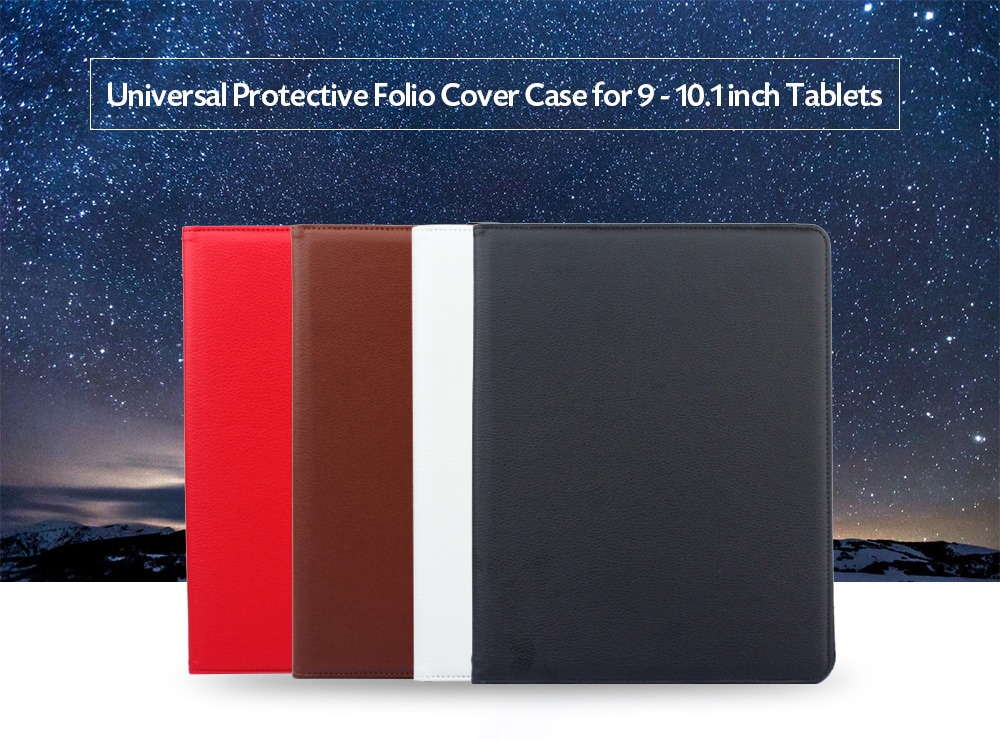 Universal Protective Cover Folio Case with Built-in 360 Rotating Stand for 9 - 10.1 inch Tablets- Love Red