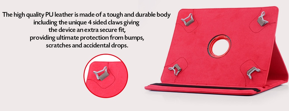 Universal Protective Cover Folio Case with Built-in 360 Rotating Stand for 9 - 10.1 inch Tablets- Love Red