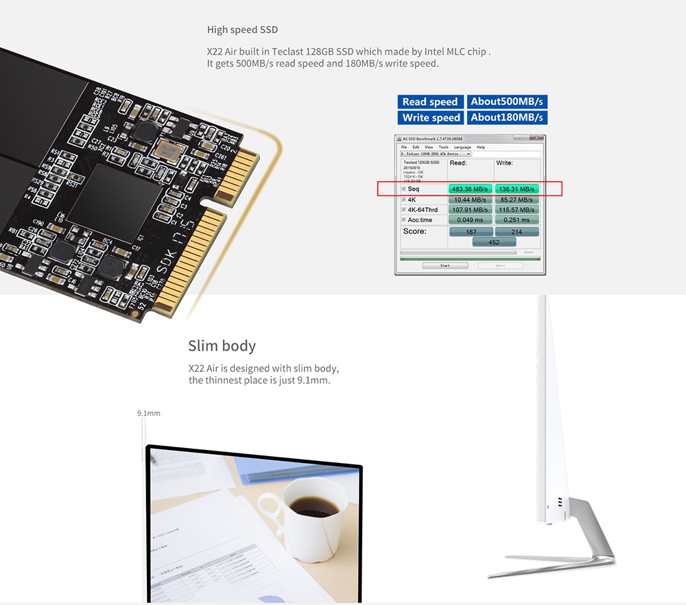 Teclast X22 Air 21.5 inch All-in-one PC Desktop FHD LED Screen DOS Intel Celeron J3160 Quad Core 1.6GHz 4GB RAM 128GB SSD HDMI- White