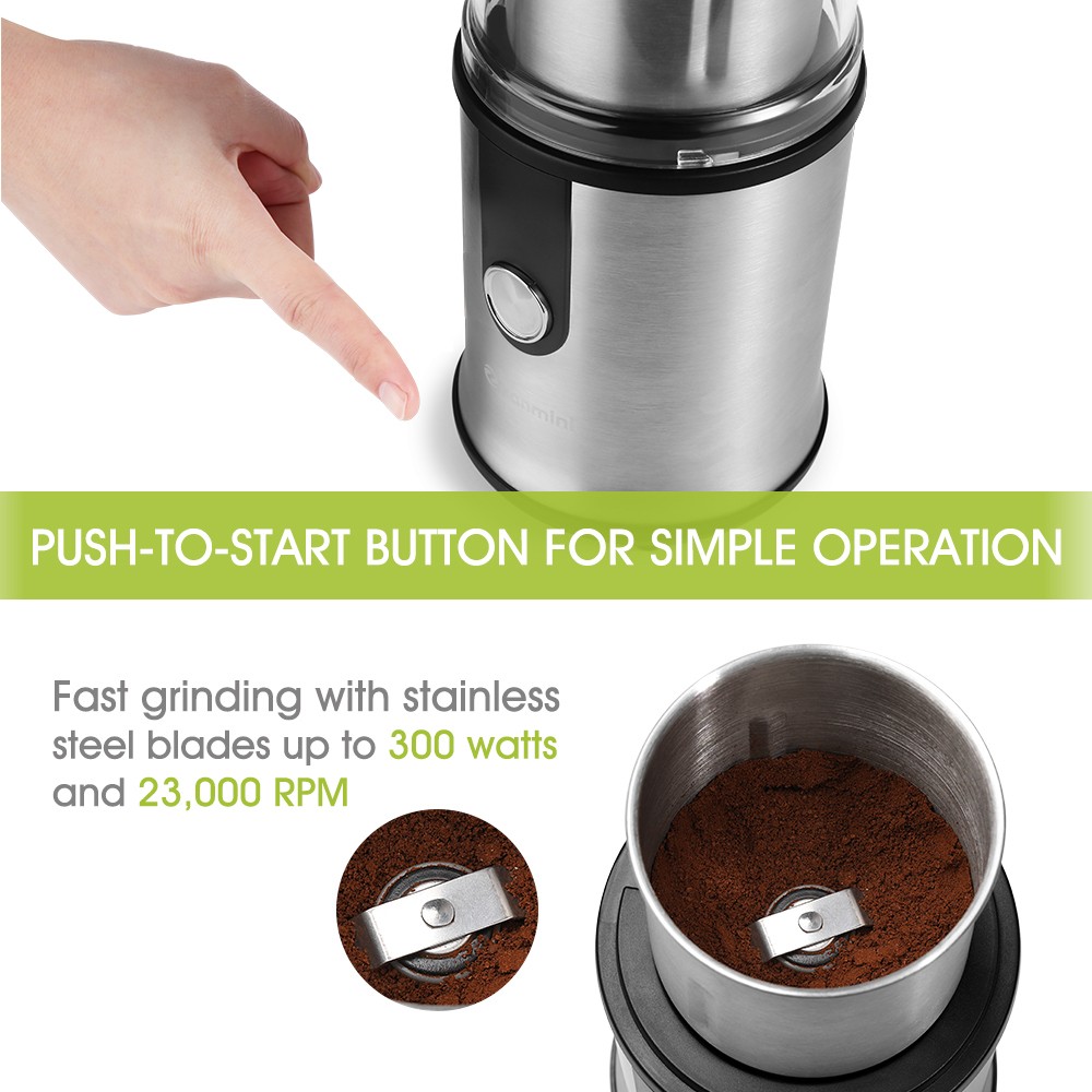 zanmini CG - 9430 Coffee Grinder with a Fruit Grinder Bottle Set- Silver EU Plug