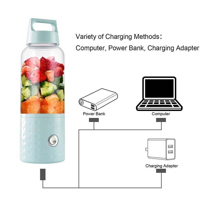 Portable Mini USB Charging Juicer- Coral Blue