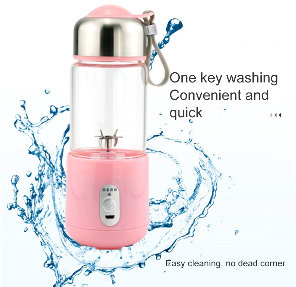 Mini Portable DC Student Electric USB Cordless Accompanying Juicer- Light Pink