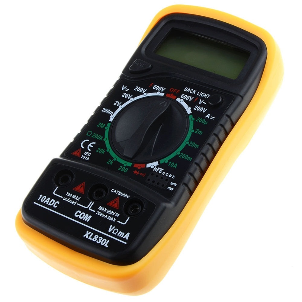 XL830L Digital LCD Multimeter Volt Meter Ammeter Ohmmeter AC DC Tester Meter- BLACK+YELLOW