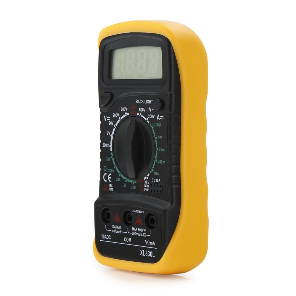 XL830L Digital LCD Multimeter Volt Meter Ammeter Ohmmeter AC DC Tester Meter- BLACK+YELLOW