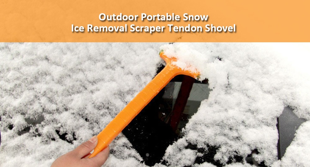 Winter Snow Ice Removal Scraper Tendon Shovel with Long Handled for Car Truck SUV Windshield Auto- Rubber Ducky Yellow