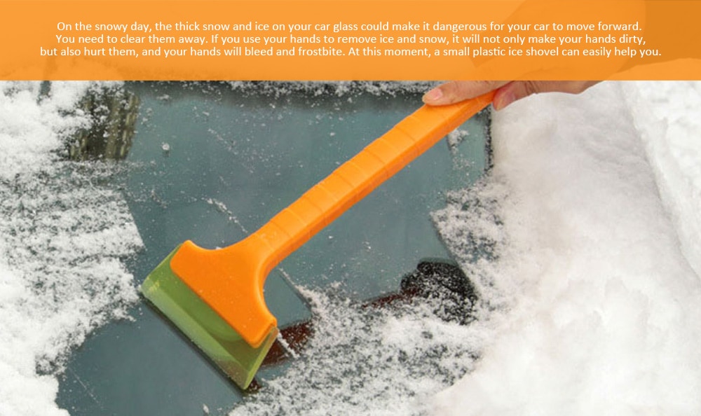 Winter Snow Ice Removal Scraper Tendon Shovel with Long Handled for Car Truck SUV Windshield Auto- Rubber Ducky Yellow