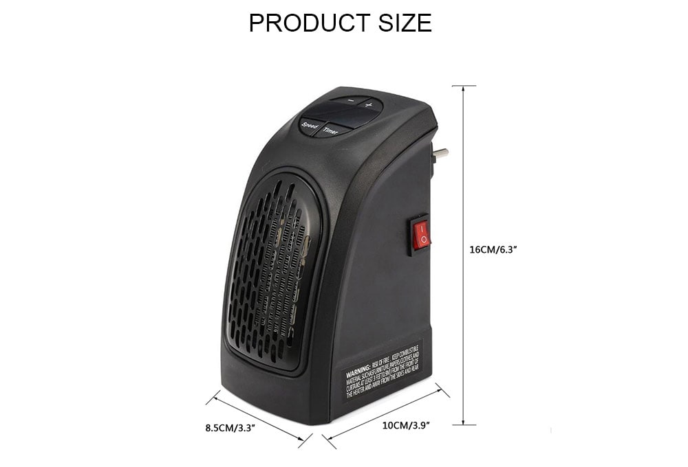 Portable Mini Electric Handy Air Heater Warm Blower Room Fan Stove Radiator for Office Home- Black