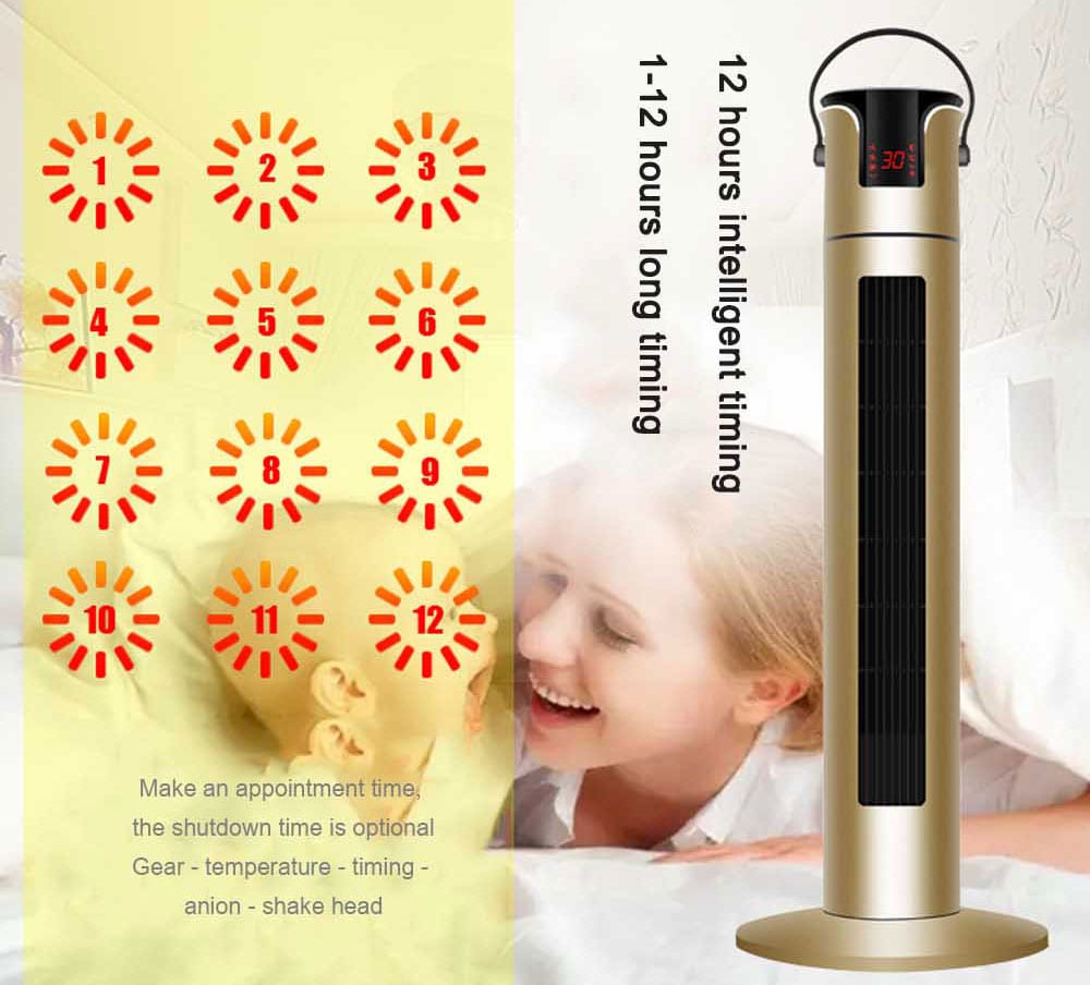 ZG - NSB - 2000 Home Remote Control Electric Heating Power-saving Waterproof Tower Type Heater - Rose Gold