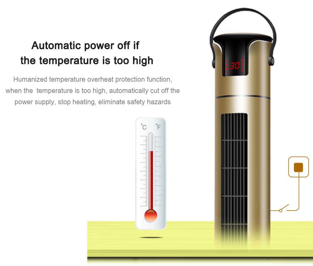 ZG - NSB - 2000 Home Remote Control Electric Heating Power-saving Waterproof Tower Type Heater - Rose Gold