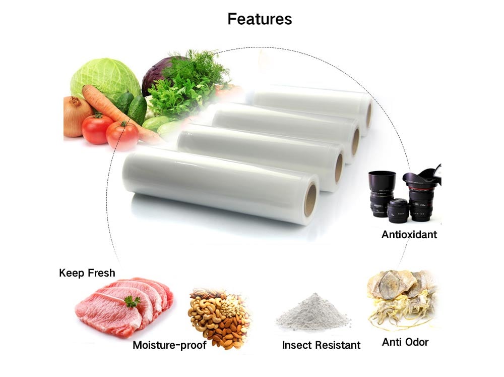 Vacuum Machine Special Grain Packaging Bag Food Preservation Bag Reticulated Vacuum Roll Bacon Sausage Sealed Plastic Bag- 17 cm (width) * 5 m (full length) * 16 silk