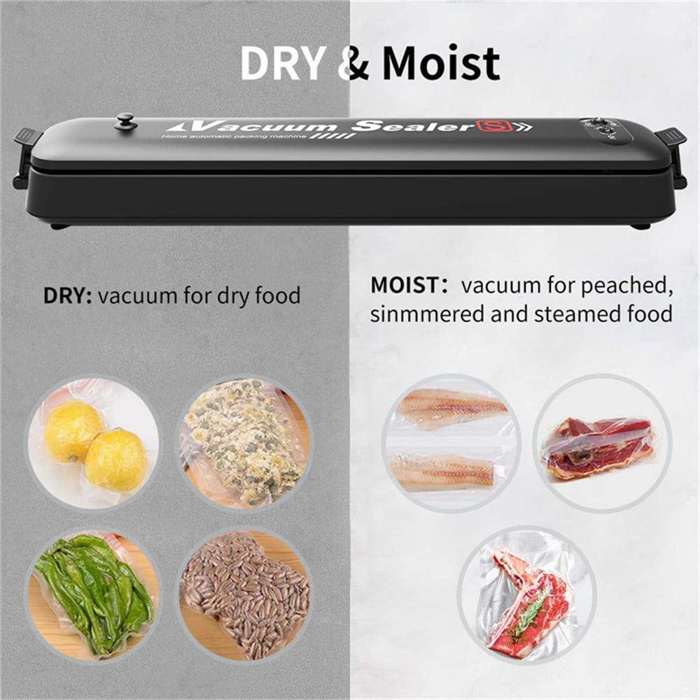 Vacuum Sealer Hand Pump Keep Food Saver Longer-Storage Bags Kitchen Tools Set- Black EU Plug