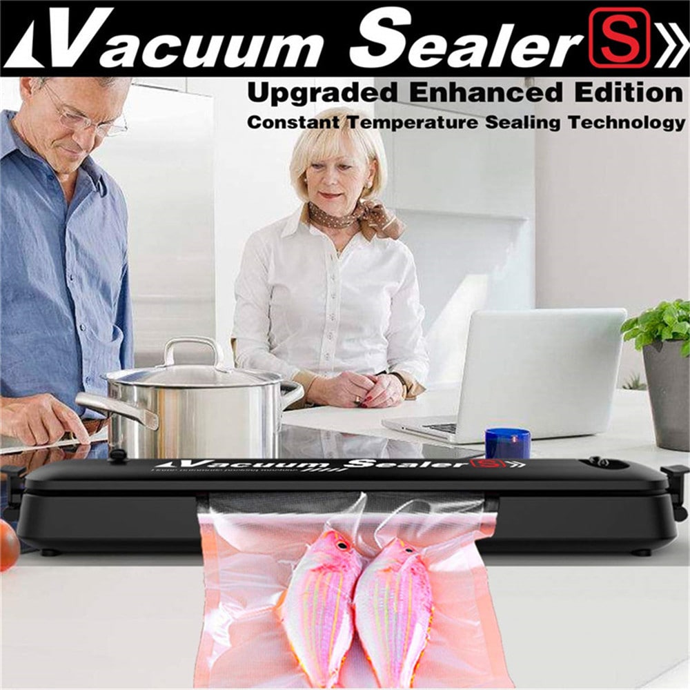 Vacuum Sealer Hand Pump Keep Food Saver Longer-Storage Bags Kitchen Tools Set- Black EU Plug