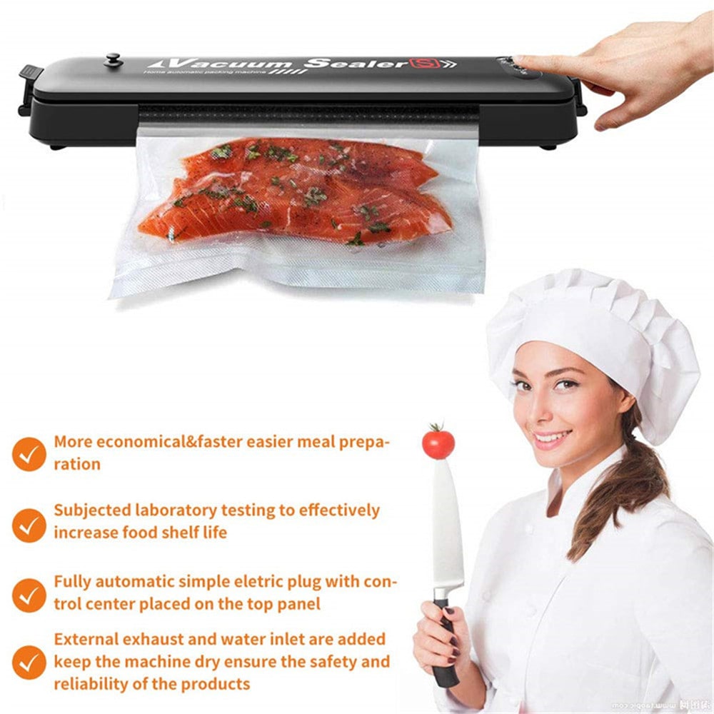 Vacuum Sealer Hand Pump Keep Food Saver Longer-Storage Bags Kitchen Tools Set- Black EU Plug