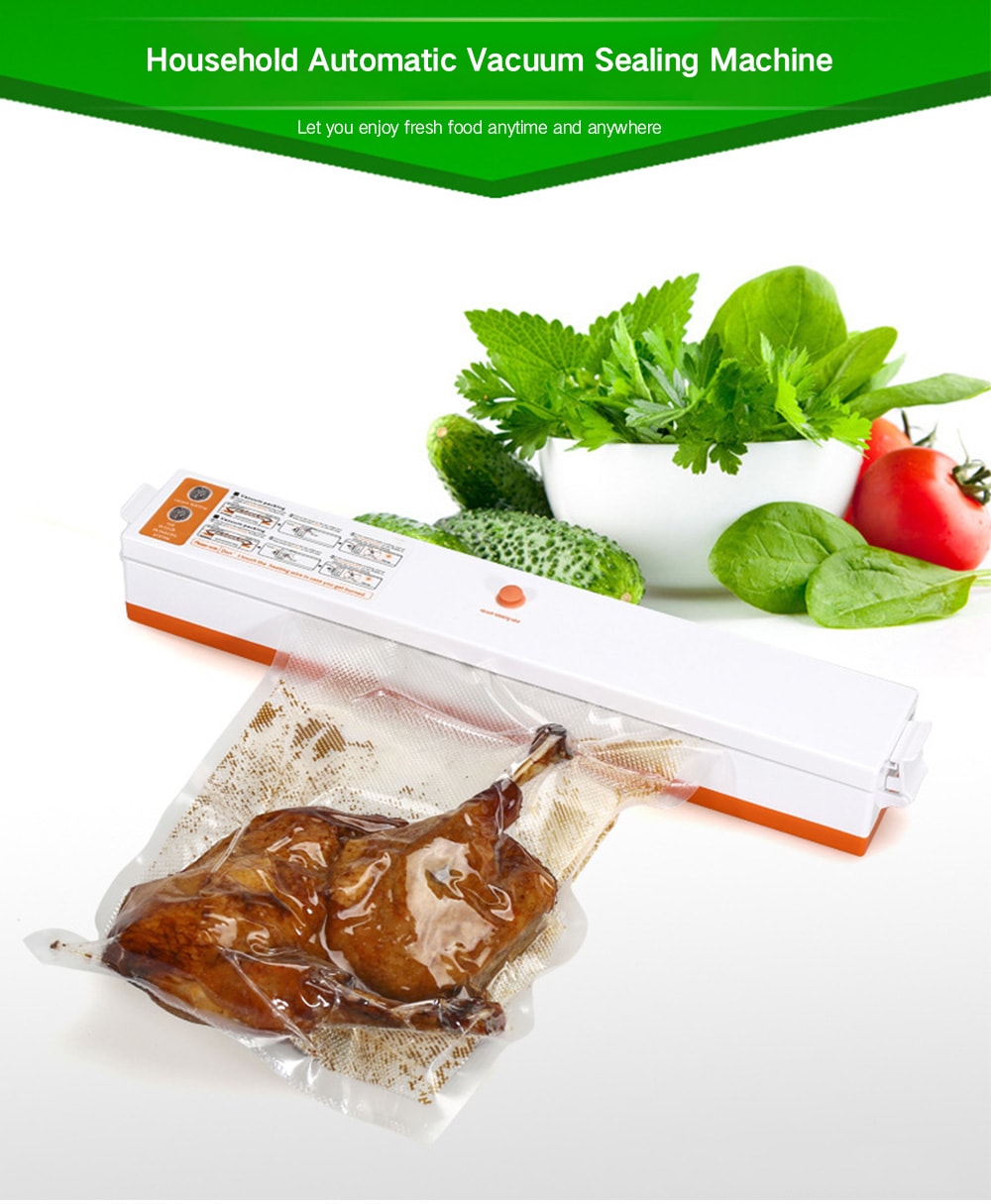 Single Pump Food Small Household Automatic Adjustable Temperature Plastic Vacuum Sealing Machine- White EU Plug