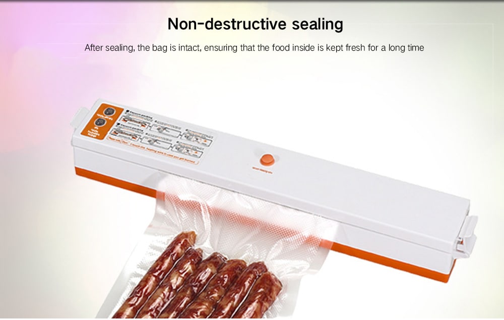 Single Pump Food Small Household Automatic Adjustable Temperature Plastic Vacuum Sealing Machine- White EU Plug