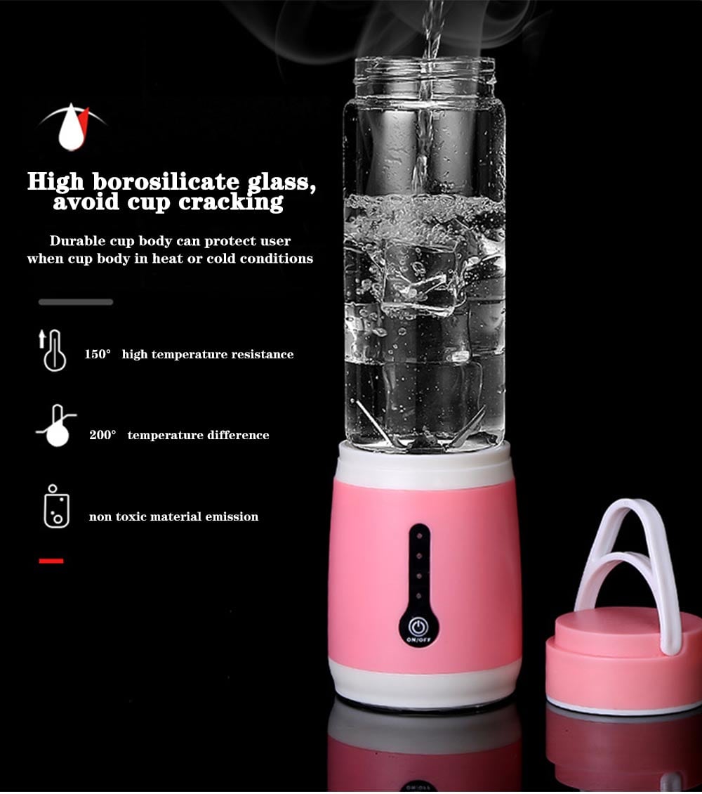 USB 6 Blades Juicer Rechargeable Fruit Vegetable Mixing Blender Machine - Pig Pink