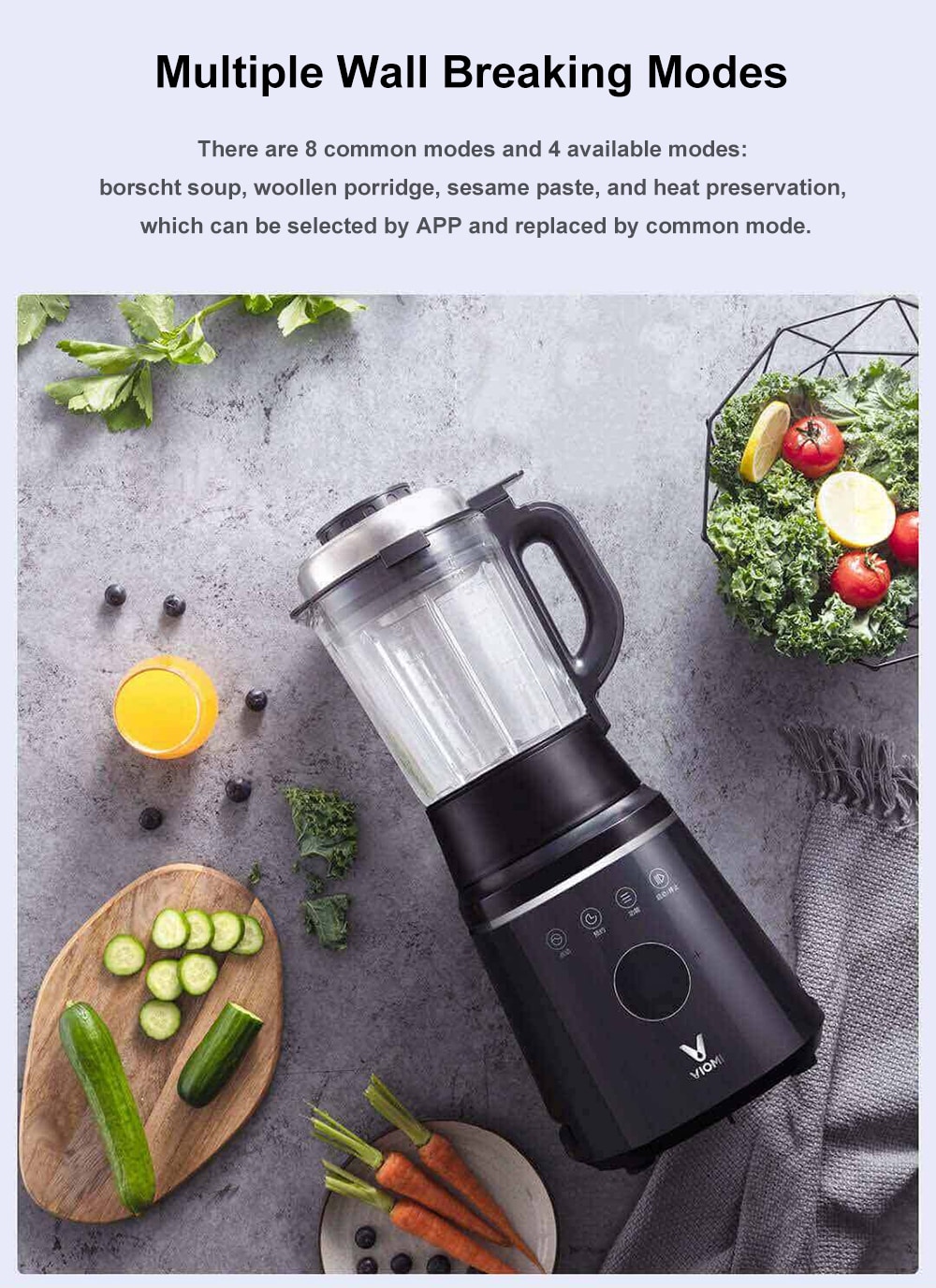 VIOMI VBH122 Smart Appointment One Machine Multi-purpose Broken Food Machine from Xiaomi Youpin- Black Eel