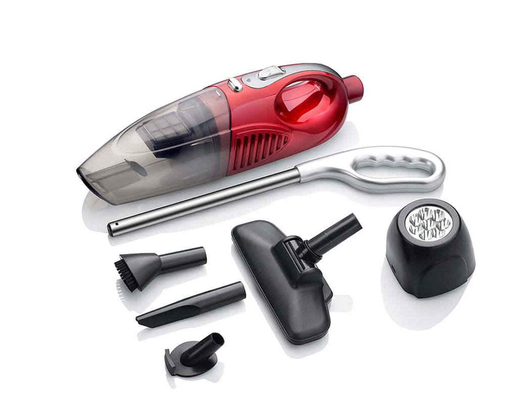 Power Dry and Dust Household Wireless Car Cordless Vacuum Cleaner- Red