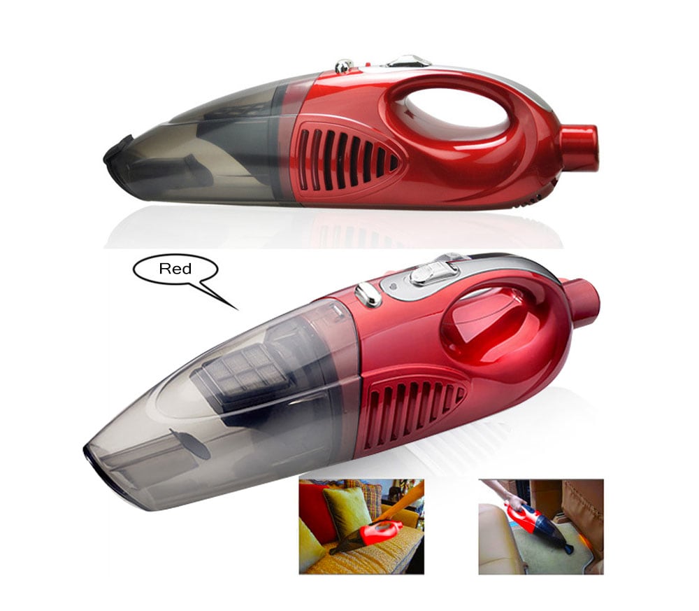 Power Dry and Dust Household Wireless Car Cordless Vacuum Cleaner- Red